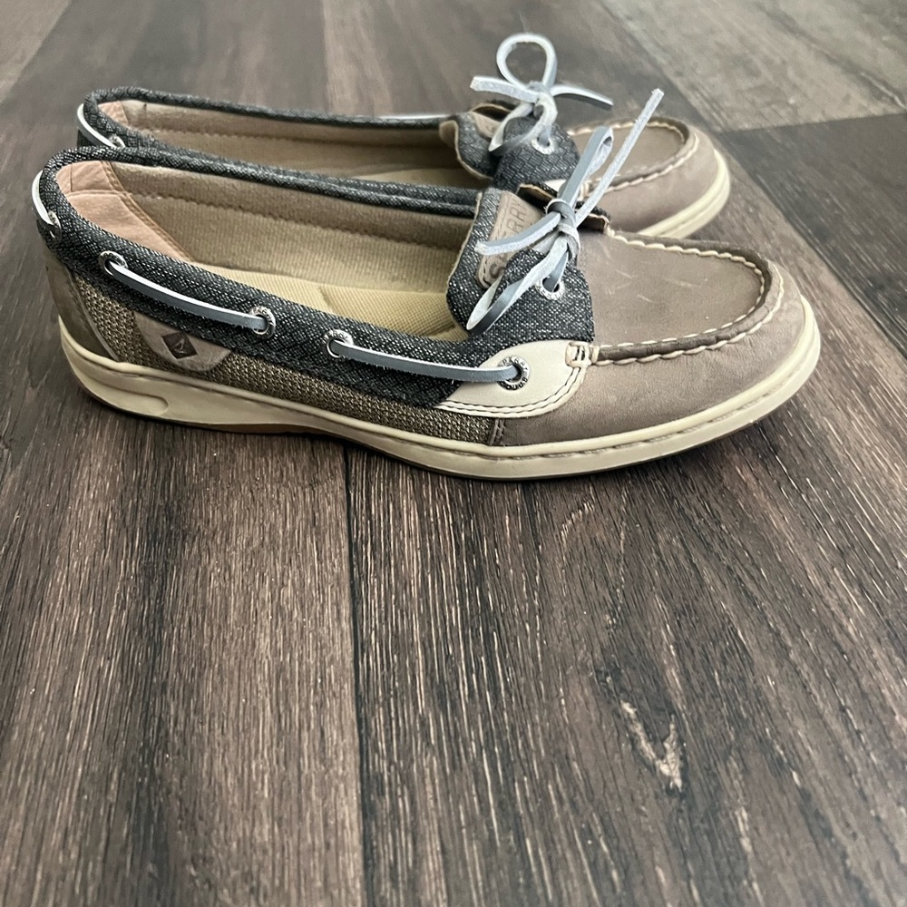 Sperry Top Sider Angel fish Gray and Tan Flats